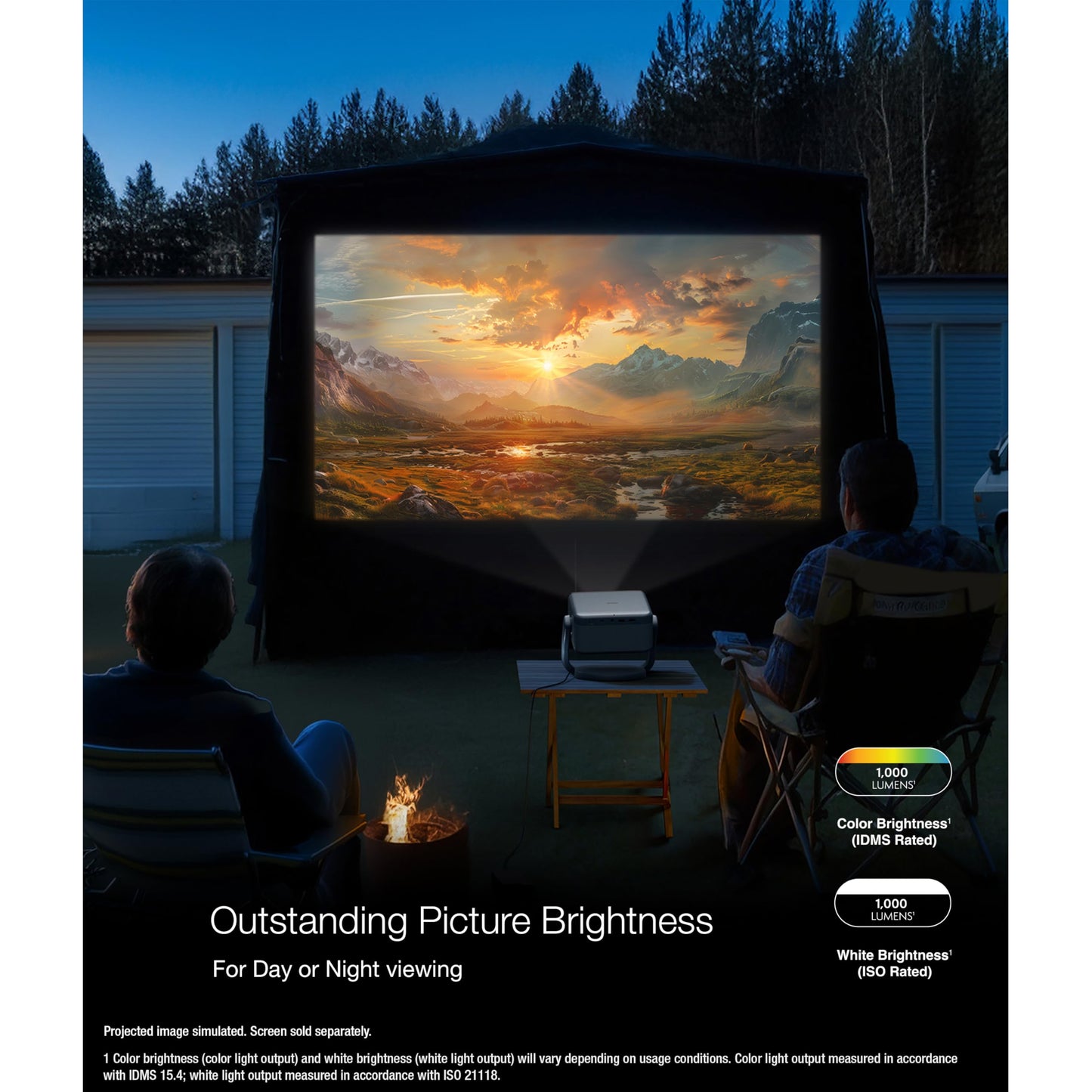 Epson EpiqVision Mini EF22 Portable Smart Laser Projector, Bright 1,000 Lumens, FHD 1080p HDR, 3-Chip 3LCD, Google TV, Netflix, Swivel Stand, Stereo Speakers, Outdoor Backyard/Home Theater - Blue