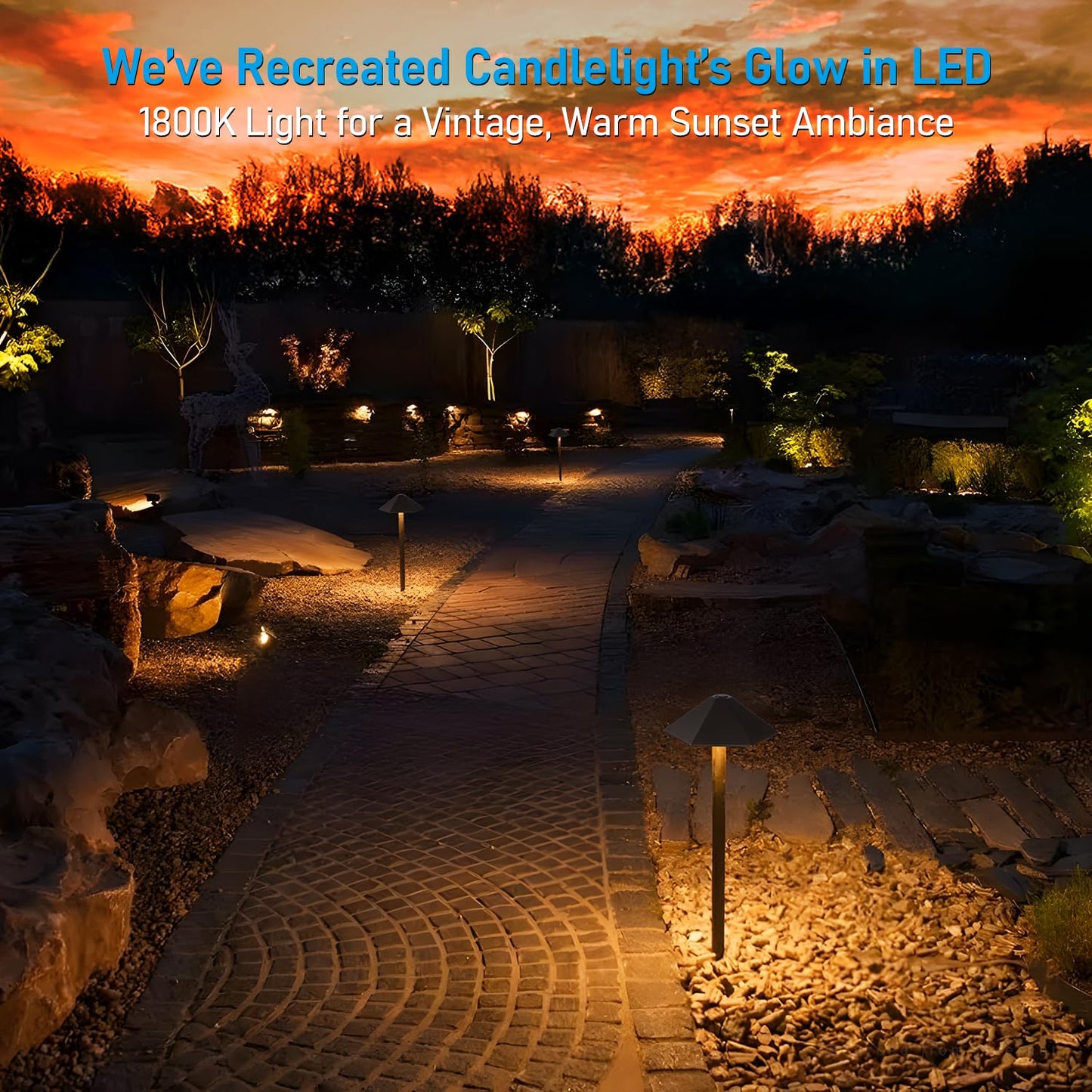 LEONLITE LED Landscape Path Lights, 3CCT 3000K/4000K/5000K, Hexagon Head, 12-24V, IP65, Oil Rub