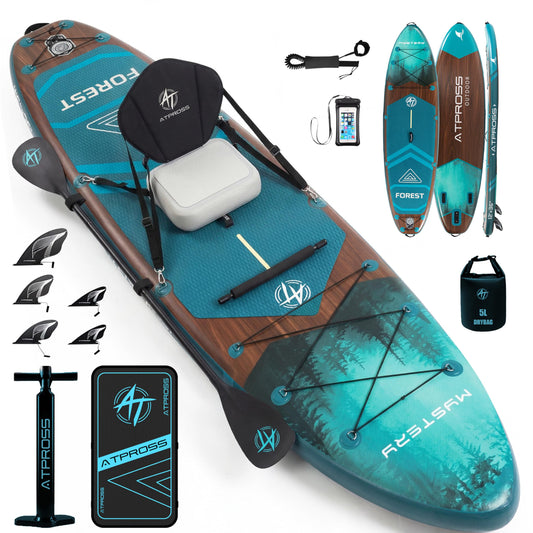 12'x36 Inflatable Paddle Board, 500lbs Extra Wide Stand Up Paddleboard for Adults with Blow Up Kayak Non-Slip Stable Deck Boat, Premium SUP Accessories Kit & Backpack, Tailored 5 Fins