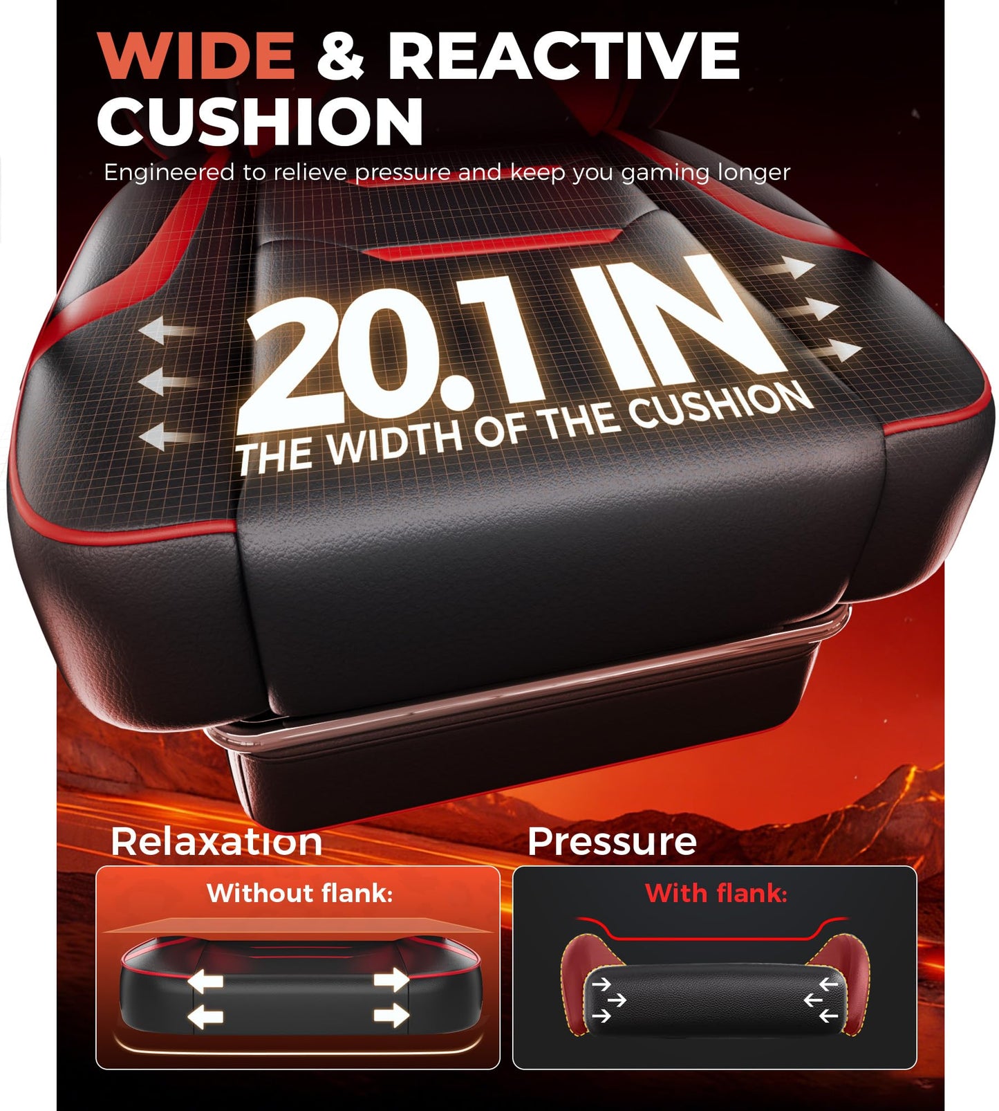 GTPLAYER Gaming Chair with Footrest, Big and Tall Game Chair 350lb Racing Style Computer Chair, Ergonomic Executive Office Chair High Back with Lumbar Support and Recliner, Red