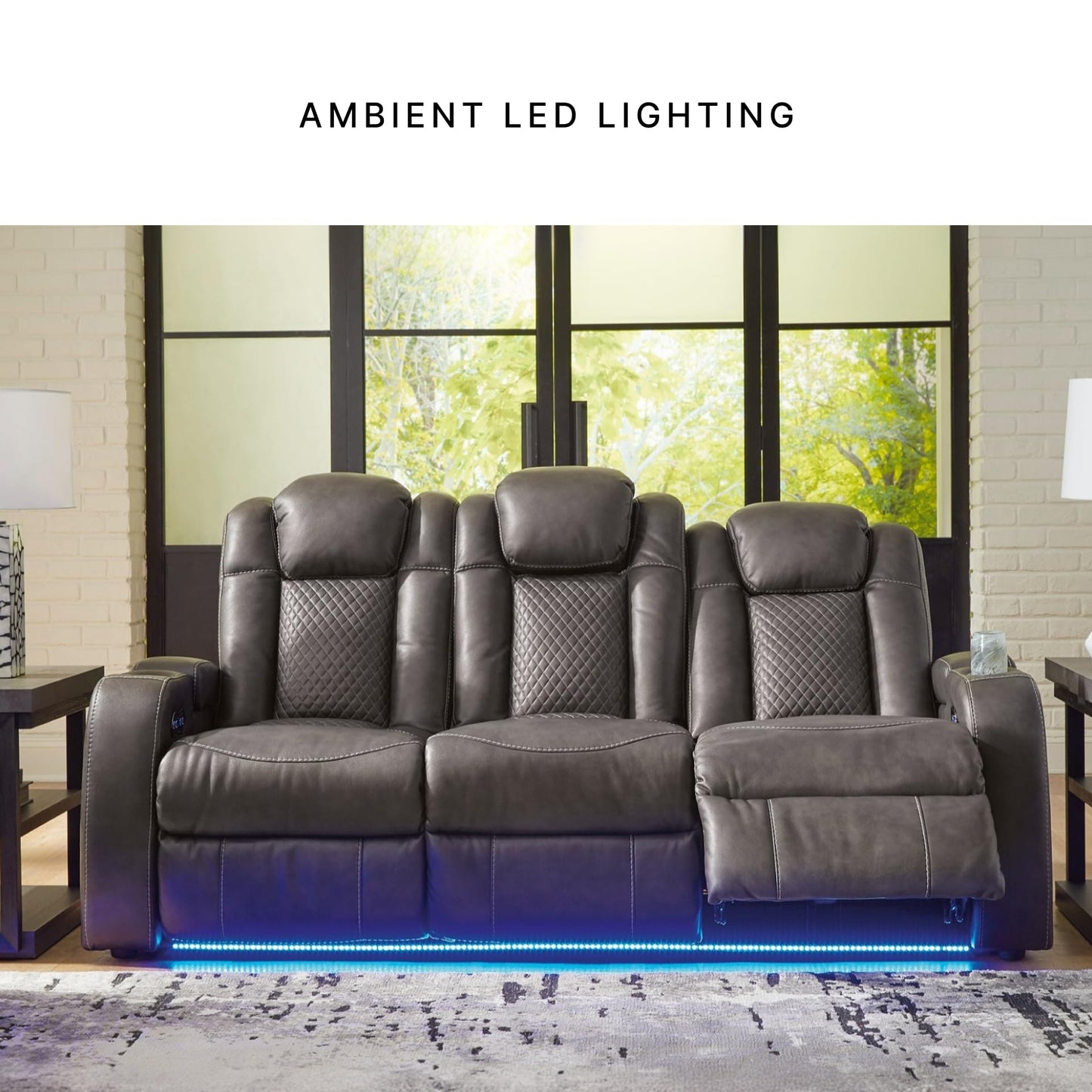 Signature Design by Ashley Fyne-Dyme Contemporary Power Reclining Sofa with USB Charging Ports and Adjustable Headrest, Brown