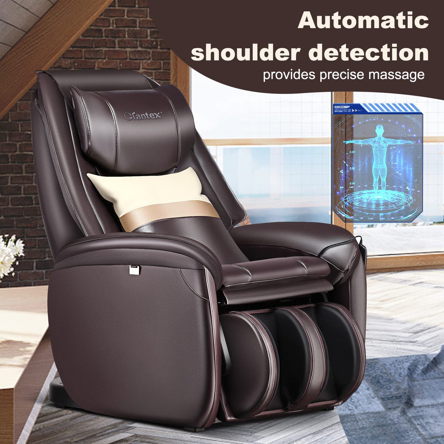Giantex Massage Chair Full Body, Electric Recliner Chair w/Zero Gravity, SL Track, Reversible Footrest, Back Heater, Wheels, Shoulder Detection, Calf Airbag, No Installation, Free Indoor Delivery