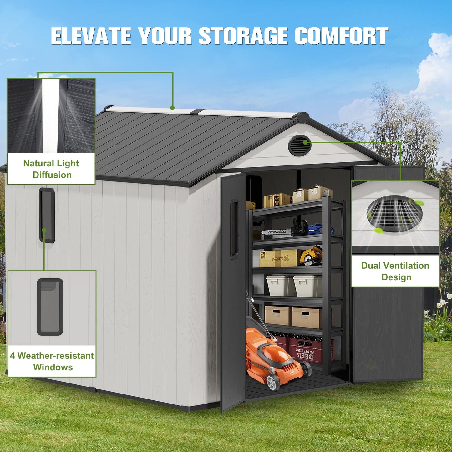 COOS BAY 8x8 Outdoor Storage Shed with Floor