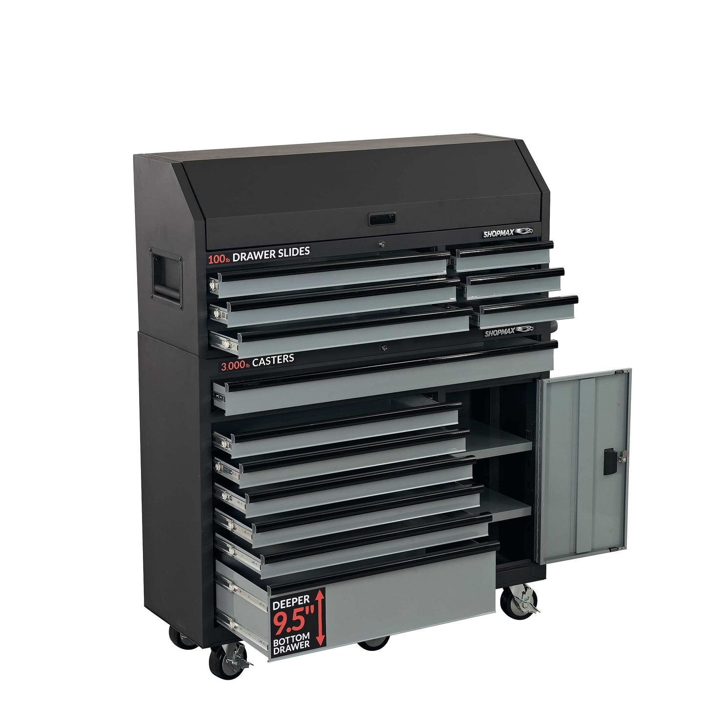 52 in. 13-Drawer + 1 Door Tool Chest and Rolling Cabinet Combo