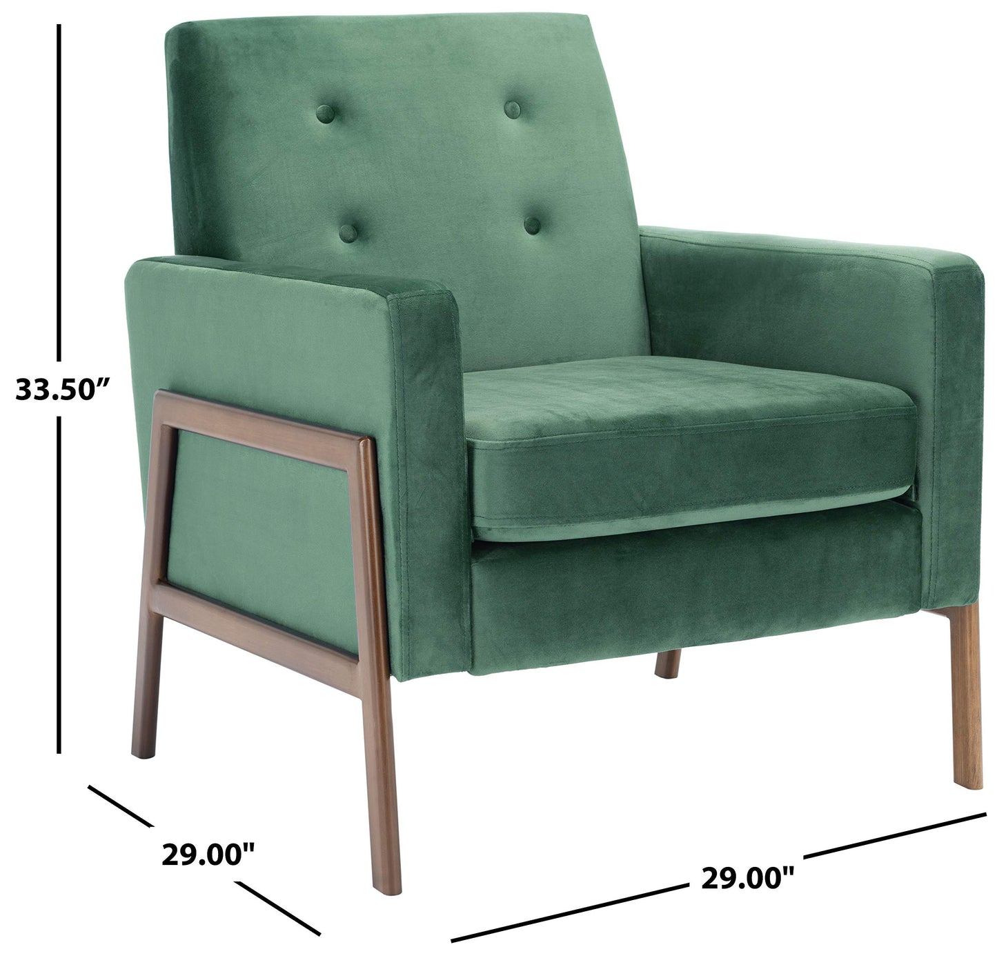 SAFAVIEH Home Collection Roald Velvet Sofa Accent Club Chair ACH6209B, Malachite Green/Antique Coffee