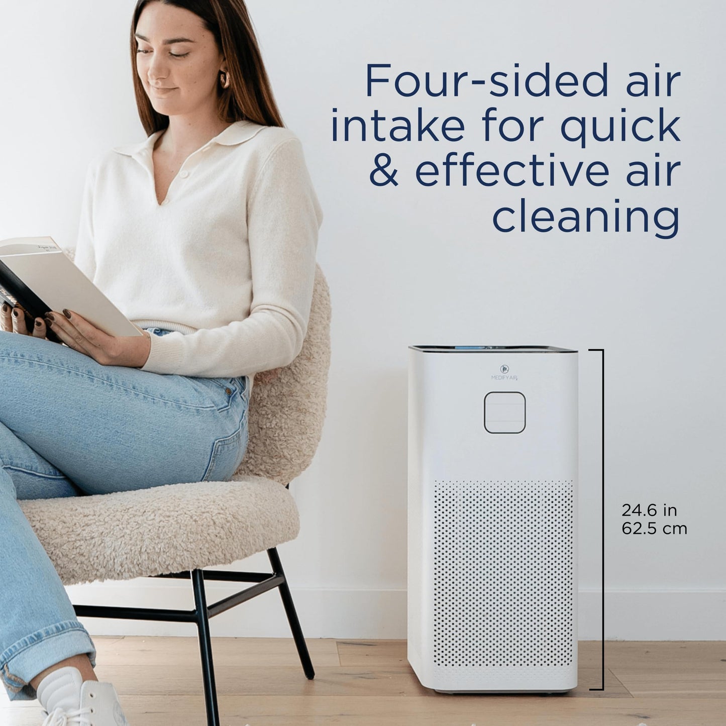 Medify MA-50 Air Purifier V3.0 with True HEPA H13 Filter | 2,640 ft² Coverage in 1hr for Smoke, Wildfires, Odors, Pollen, Pets | Quiet 99.9% Removal to 0.1 Microns | White, 1-Pack