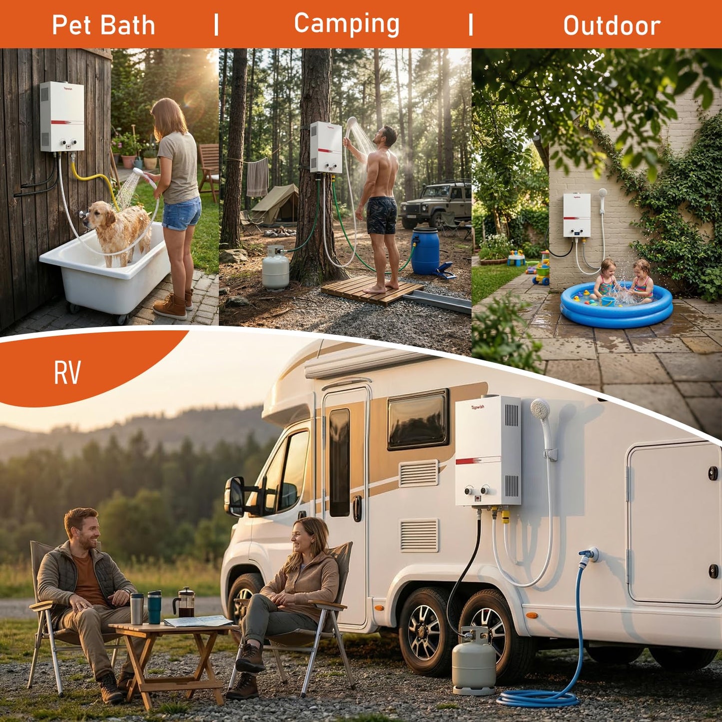 TOPWISH Portable Propane Water Heater Tankless, 10L 2.64GPM Instant Gas Hot Water Heater 68,100 BTU with Digital Display Overheating Protection for Outdoor Camping RV Cabin Shower