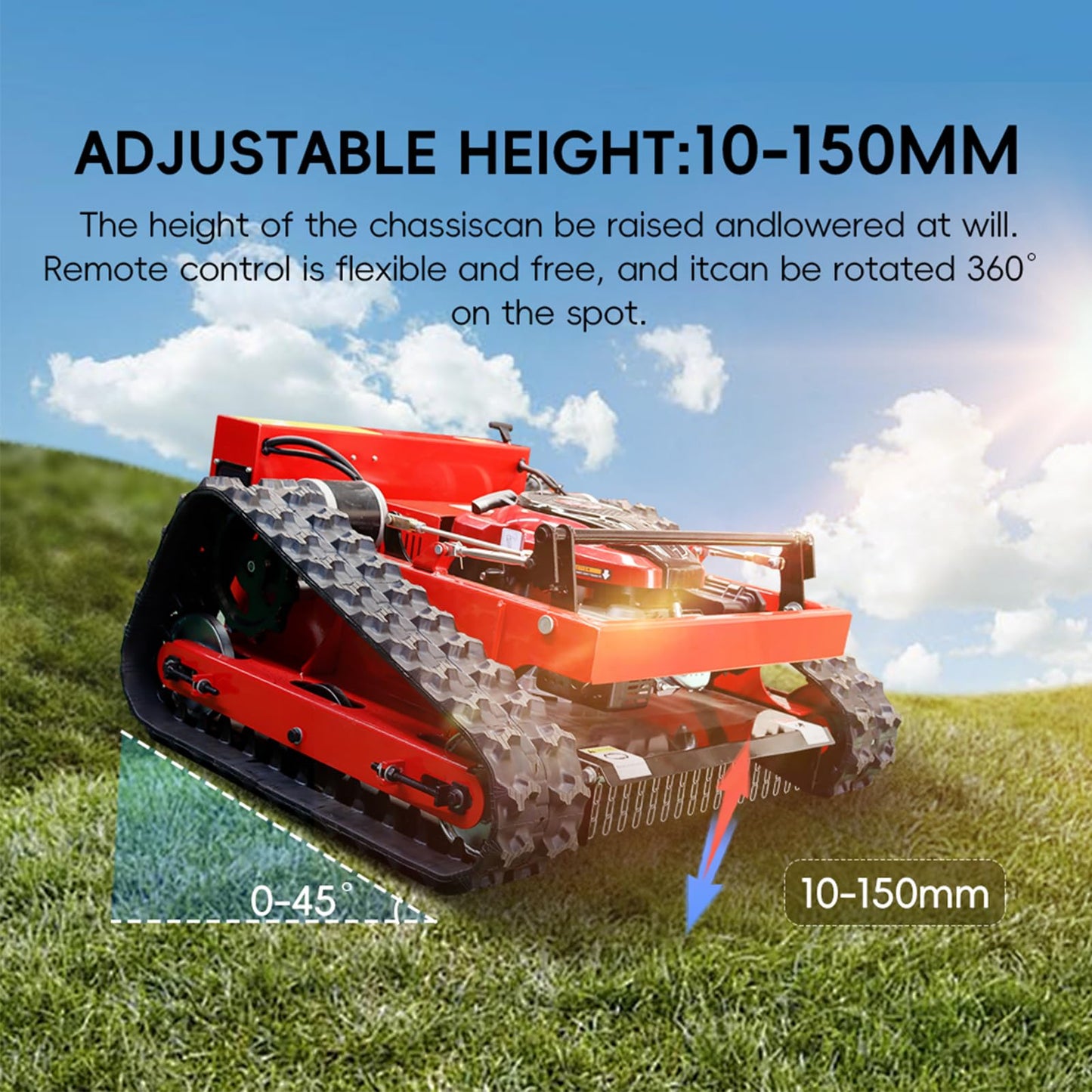 DANWIWEE Remote Control Robotic Lawn Mower, Automatic Track Lawn Mower for 45° Slope, Adjustable Cutting Height, All Terrain Grass Cutter Yard Mower USA Stock