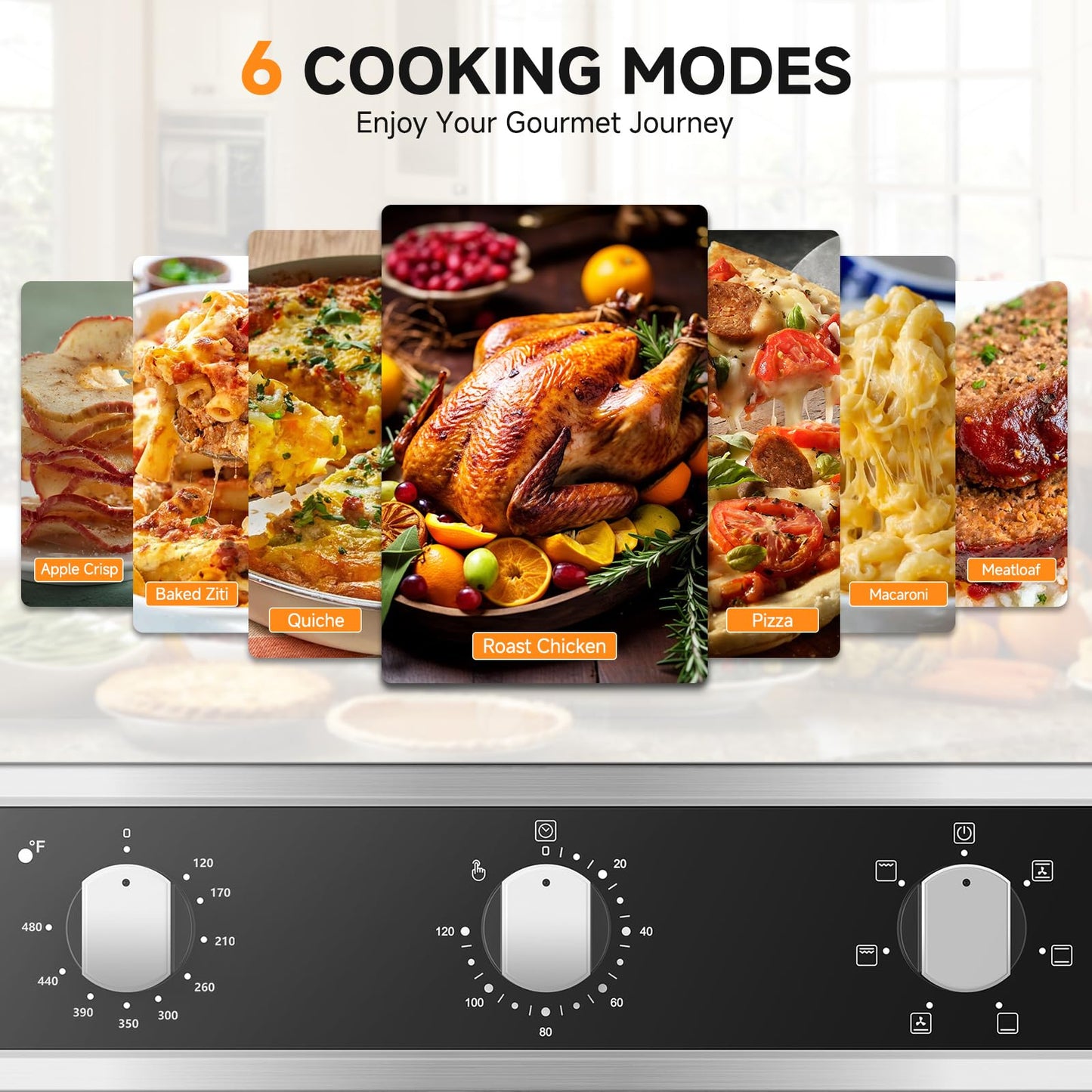 24" Single Wall Oven for Kitchen: 2200W Built-in Electric Wall Oven with Mechanical Knobs Control, 2.5 Cu.ft. Stainless Steel Wall Oven with 6 Cooking Modes, Convection Oven, Timer