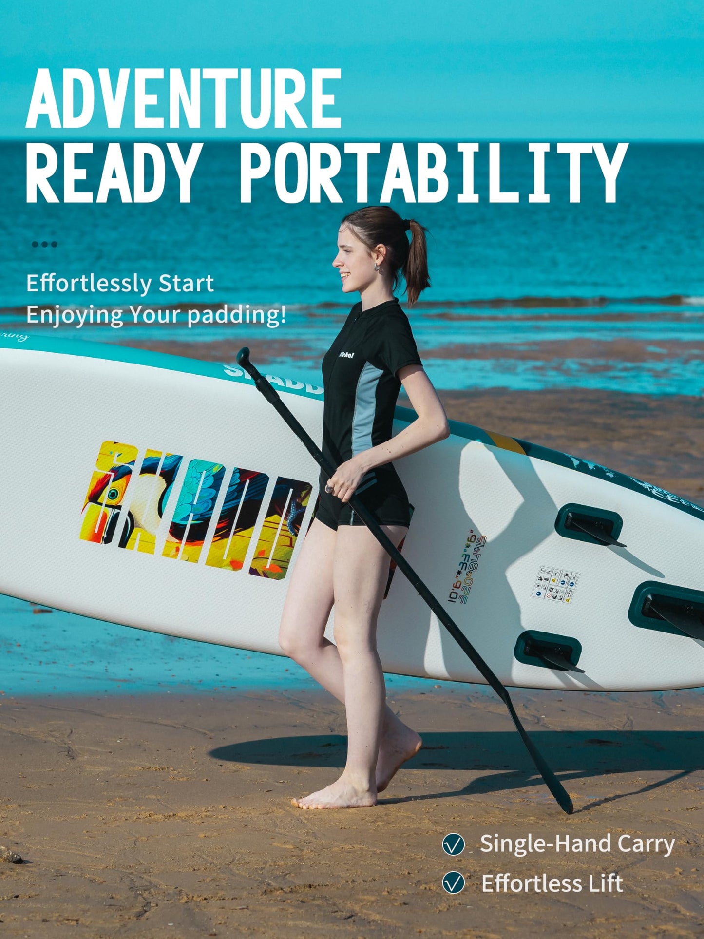 SKADDLES 10’6’’ Portable Inflatable Stand Up Paddle Board (SUP) for Adults and Youth with Non-Slip Deck – Complete Accessories Kit, Perfect for Fishing, Yoga, Fitness & Family Fun (TropiNest)