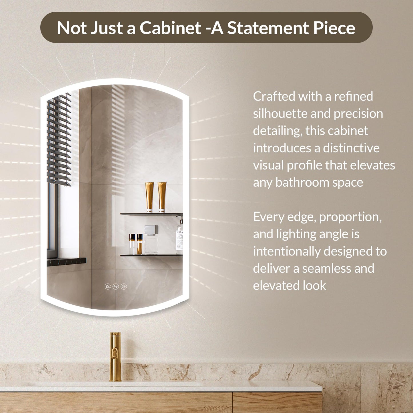 Blossom LED Medicine Cabinet Mirror for Bathroom 24x38 – Right Hinge Recessed/Surface Mounted, Anti-Fog, Adjustable Brightness, Wall Mounted Storage – Lighted Medicine Cabinet with Mirror