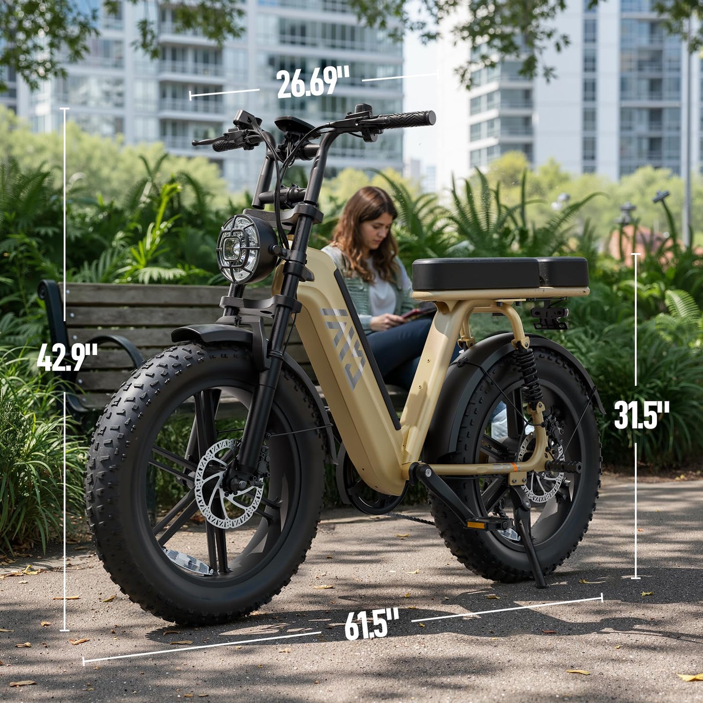 TST Electric Bike for Adults 1500W Peak 20" Fat Tire All-Terrain E-Bike 60 Miles Electric Dirt Bike for Road Sand Mountain Snow - 48V 15AH Battery Safety Tested to UL 2849 Powered