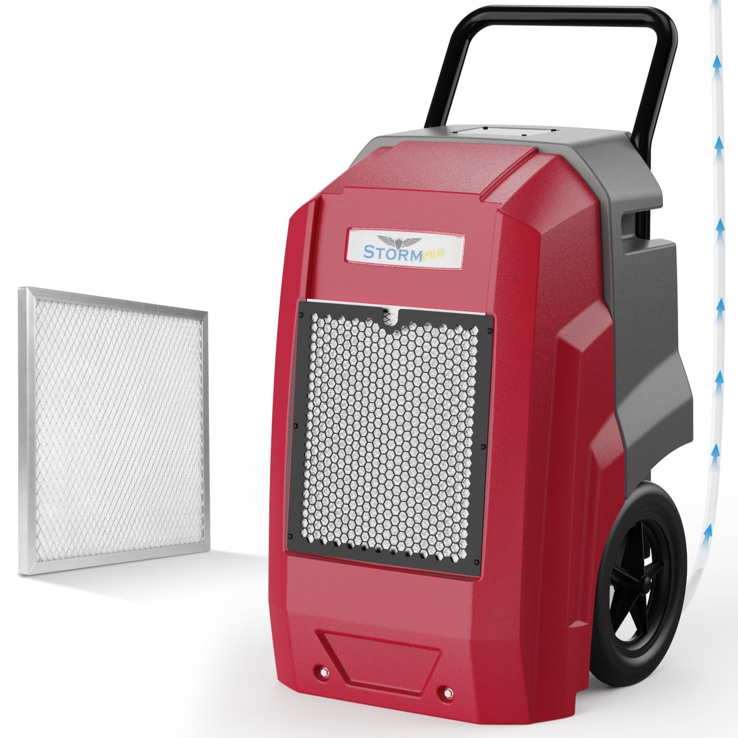 ALORAIR 180 PPD Commercial Dehumidifier with Pump, LGR Technology, Heavy-duty for Water Damage Restoration, Flood Cleanup and Basements, 6-Year Warranty, Storm Pro (Red)