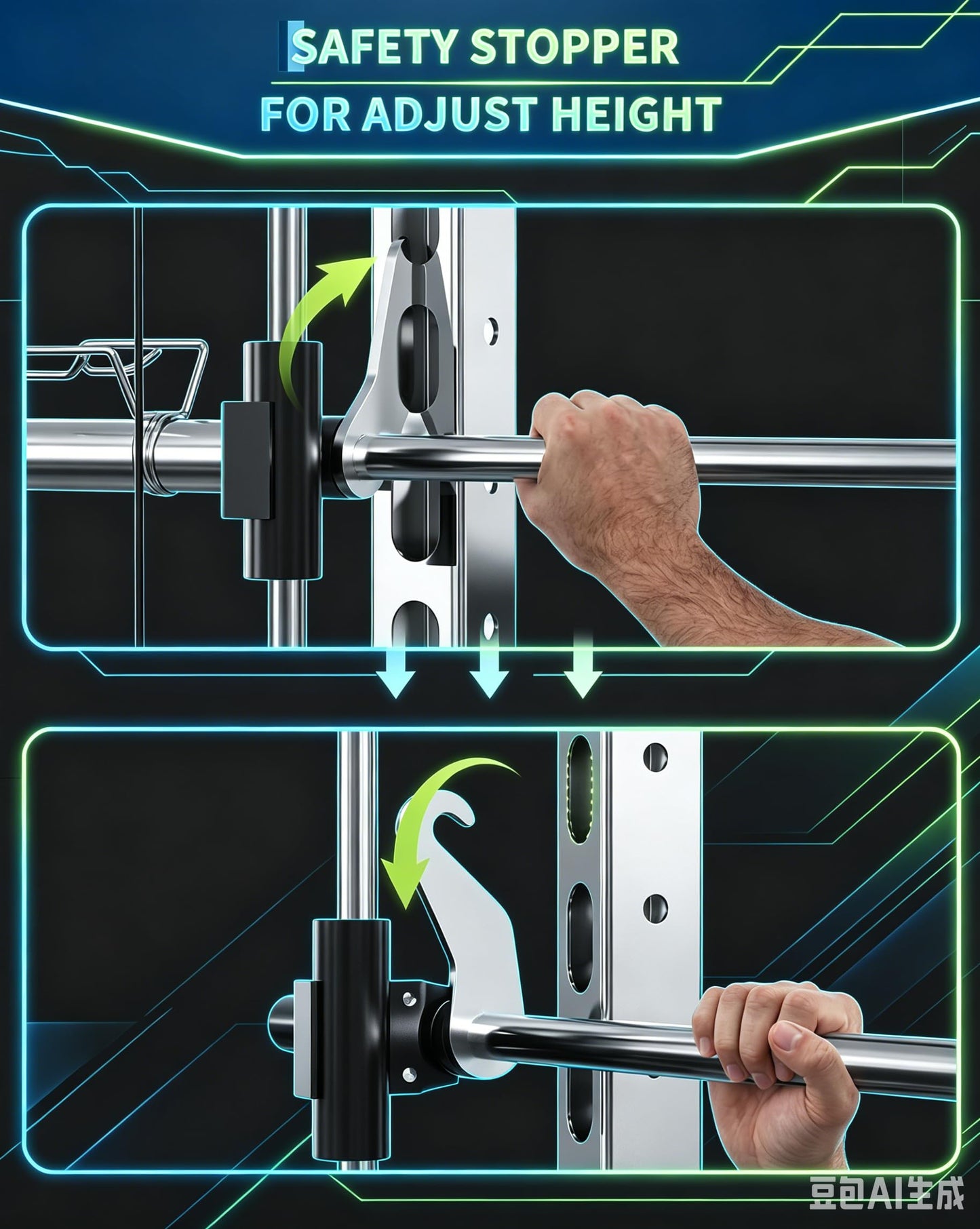 Smith Machine Home Gym, 2200lbs Squat Rack Power Cage with LAT-Pull Down System & Cable Crossover Machine, Multi-Function Training Equipment with Leg Hold-Down Attachment