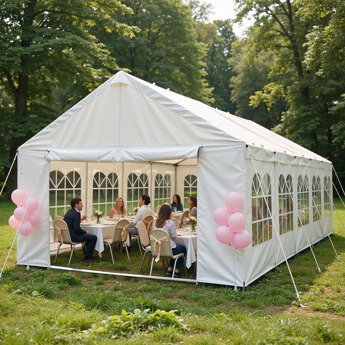 KEIKI 16'x32' Outdoor Heavy-Duty Party Tent, Large Commercial Canopy for Weddings & Events with Removable Sidewalls, 3 Storage Bags & 4 Ground Tubes, Garden & Patio Gazebo Shelter, White