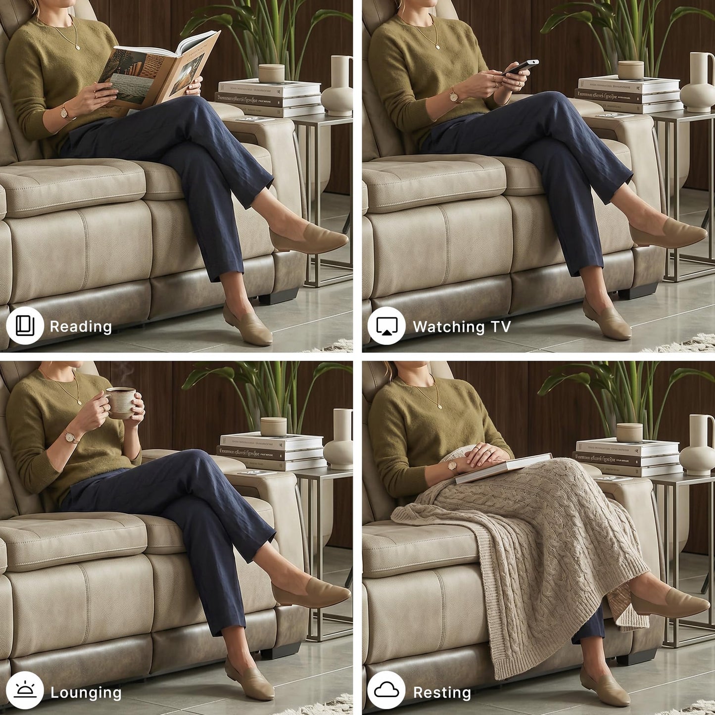 Signature Design by Ashley Next-Gen DuraPella Power Reclining Sofa – Wireless & USB Charging, Zero-Gravity, Adjustable Headrest, Water-Repellent Faux Leather, Drop-Down Table, Beige/Brown, 86”