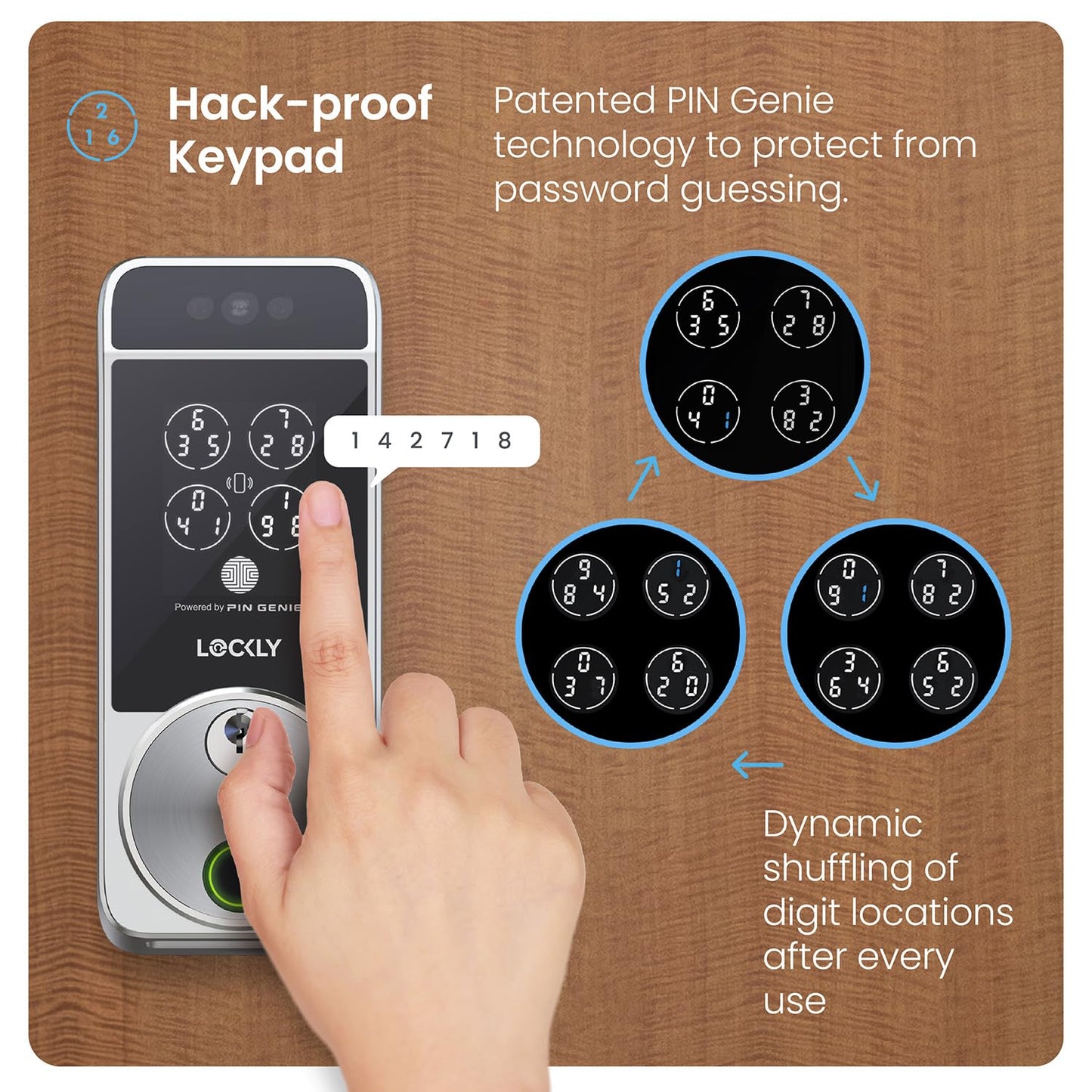 Lockly Visage Zeno Series Smart Lock, Facial Recognition & Fingerprint Keyless Entry Door Lock, Built-in Wi-Fi Deadbolt with Apple Home Key, PIN Genie Keypad, App Remote Control, Easy Installation