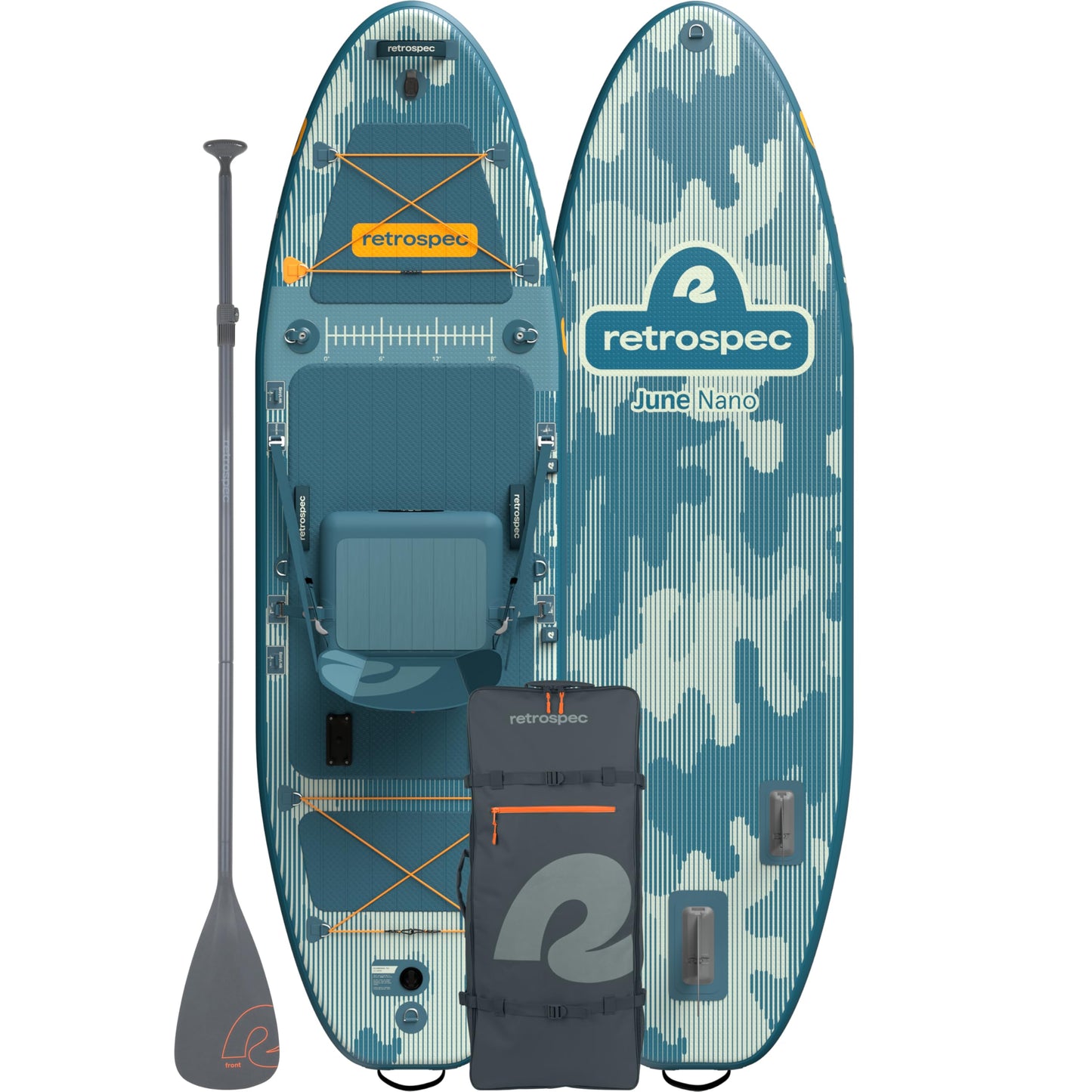 Retrospec June Nano Kids Inflatable Fishing Paddle Board SUP Kayak: 9'6" Hybrid Paddleboard with Rod Holders, Removable Seat - Lightweight Portable Youth Fishing Board