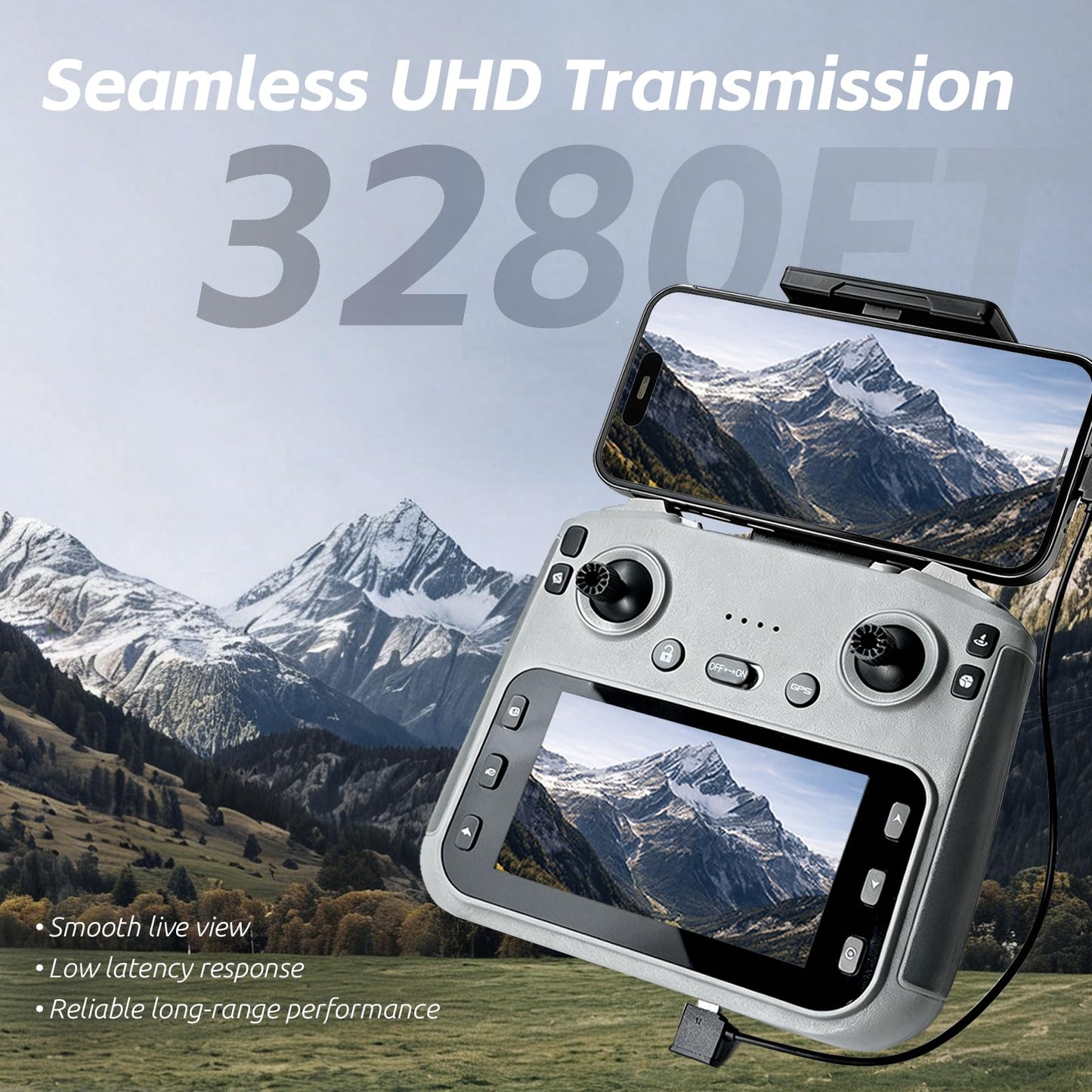 GPS Drone with EIS 4K Camera, RC Drones with 4.5 inch HD Screen on Controller, Auto Return, 3 Batteries for 90 min Flight Time, 3280 FT Long Control Range Transmission, Circle Fly and Follow Me Mode, Foldable Quadcopter for Beginner, Under 249g