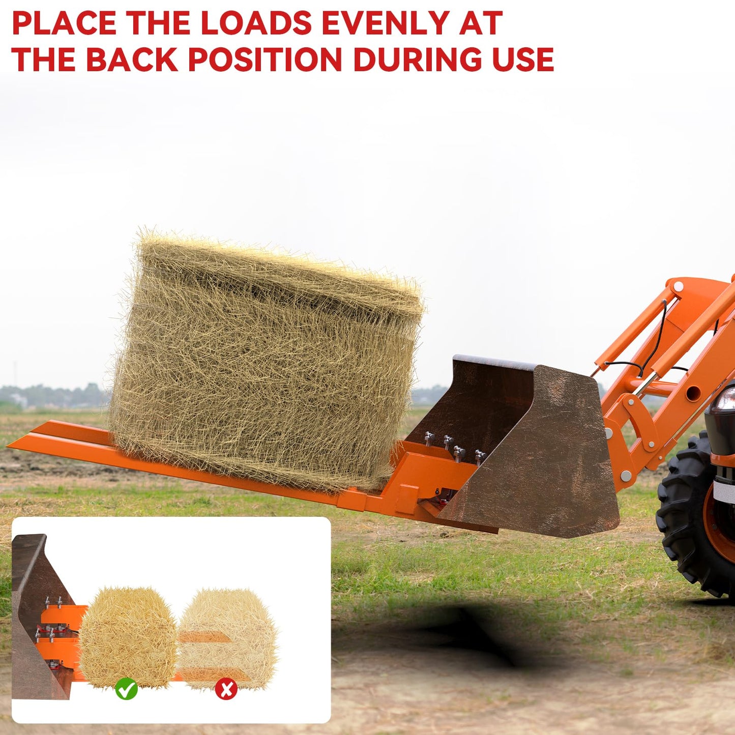 New Upgraded Clamp on Pallet Forks with Twin Round Pad Screw, Orange 60" Total Length 4000LBS Tractor Bucket Forks, Non-Slip Design Quick Attach Pallet Forks Attachment for Tractor Bucket