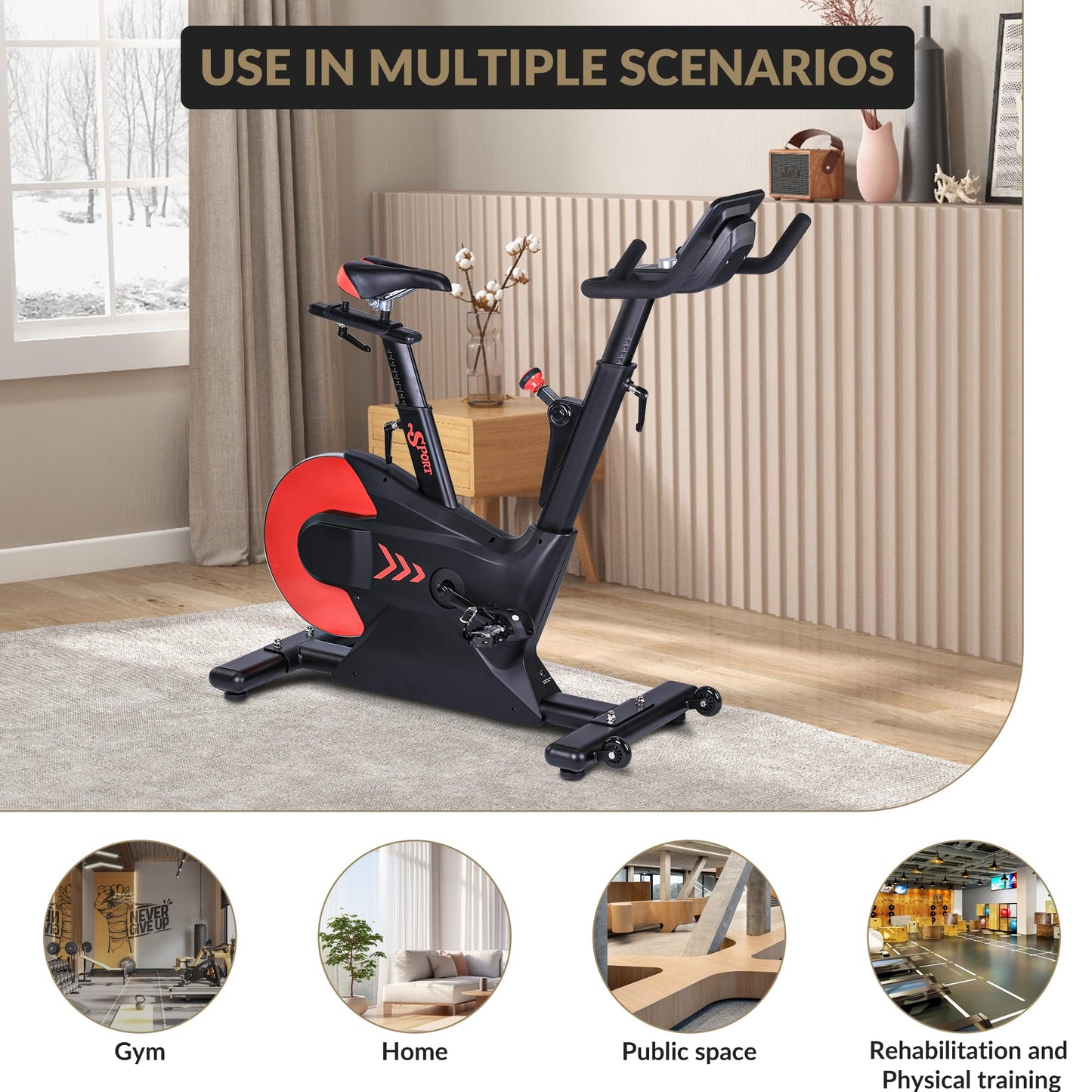 MERXENG Indoor Cycling Bike, Stationary Bike with Electromagnetic Control & Smart Knob Resistance, 28lbs Rear Flywheel, LCD Monitor, iPad Mount & Seat Cushion for Home Cardio Workout