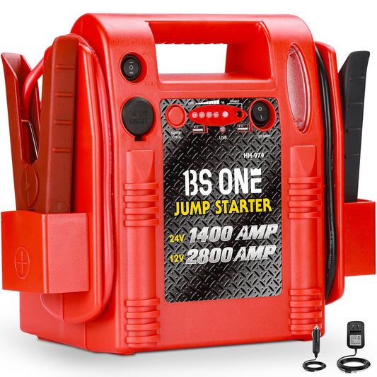 24V / 12V Jump Starter, Heavy Duty 1200/2400 Peak Amp Sealed Lead Acid Battery Jump Starter for Car Truck Tractor Excavator, Jump Box Power Pack with USB/DC Output and LED Light