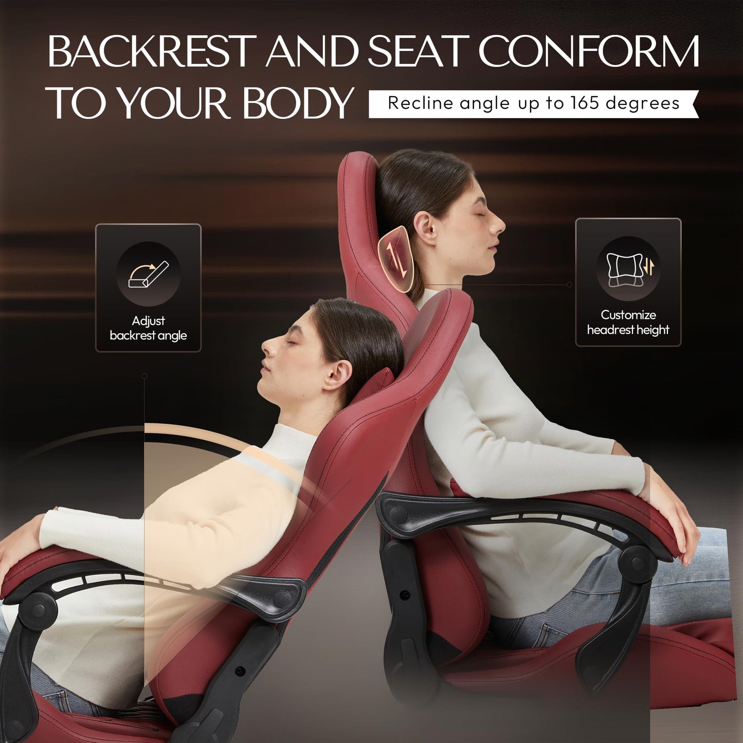 Dowinx Gaming Chair Big and Tall, Ergonomic PC Gaming Chair with Footrest & Massage, Racing Style Reclining Computer Chair for Adults, 400LBS Capacity - Heavy Duty Gamer Chair (Red)