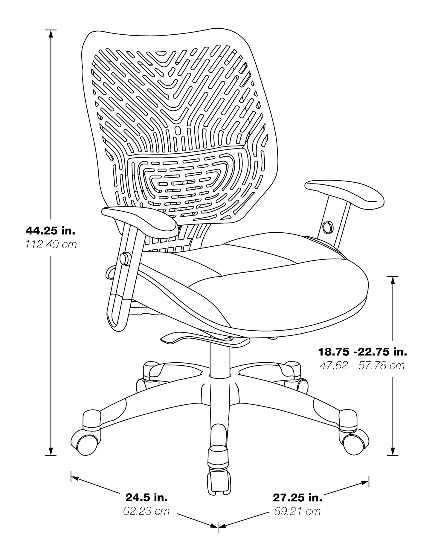 Space Seating 86 REVV Series Self-Adjusting SpaceFlex Back Office Desk Chair with Lumbar Support and Padded Mesh Seat, Fog and Raven