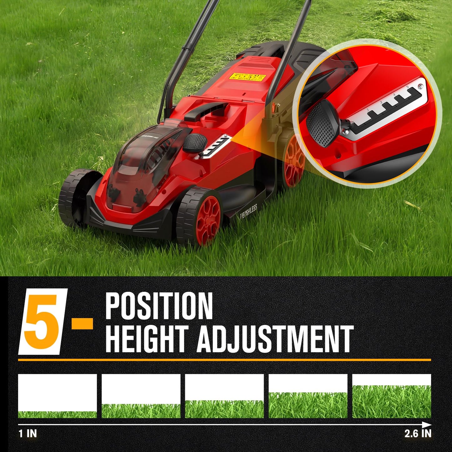 HEINPRO 14" Cordless Lawn Mower Compatible with Milwaukee M18 Battery