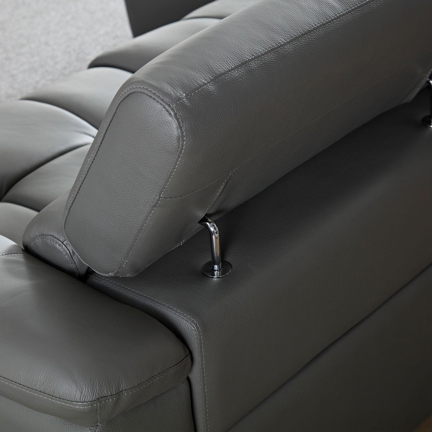 KEIKI 113" L-Shaped Genuine Leather Wall-Hugger Reclining Sofa with Left Chaise, Adjustable Backrest & Footrest, Modern Electric Control 3-Seater Couch with USB, for Living Room, Dark Grey