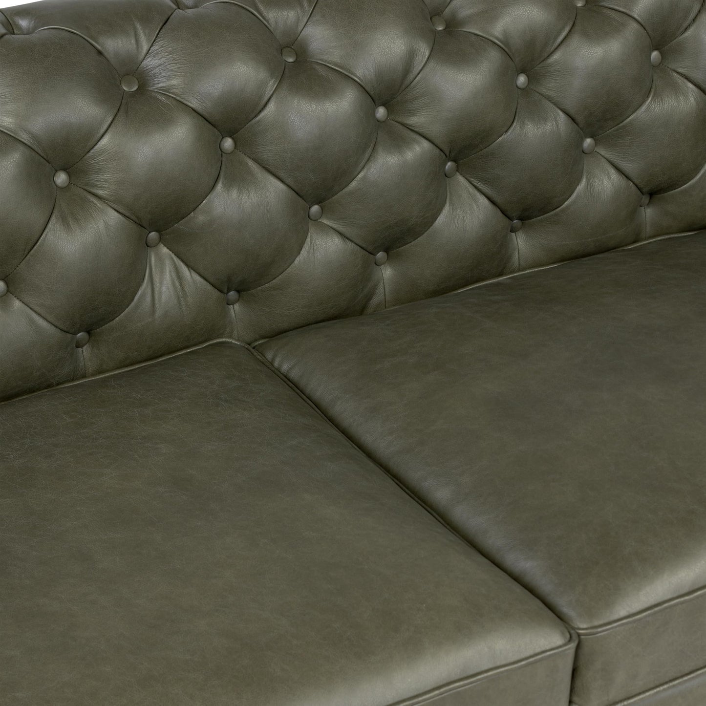 Poly & BARK Lyon Leather Couch - 87.4 Inch Sofa - Full-Grain Leather Sofa for Living Room with Feather-Down Topper - Living Room Couch - Vintage Italian Leather in Olivine Green
