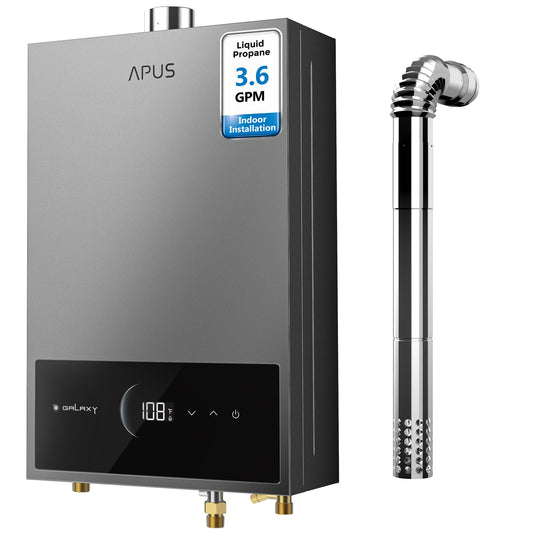 APUS Tankless Water Heater Propane Gas, Up to 3.6 GPM, Indoor Hot Water Heater, 80,000 BTU on Demand Instant Hot Water Heaters with Smart Digital Display