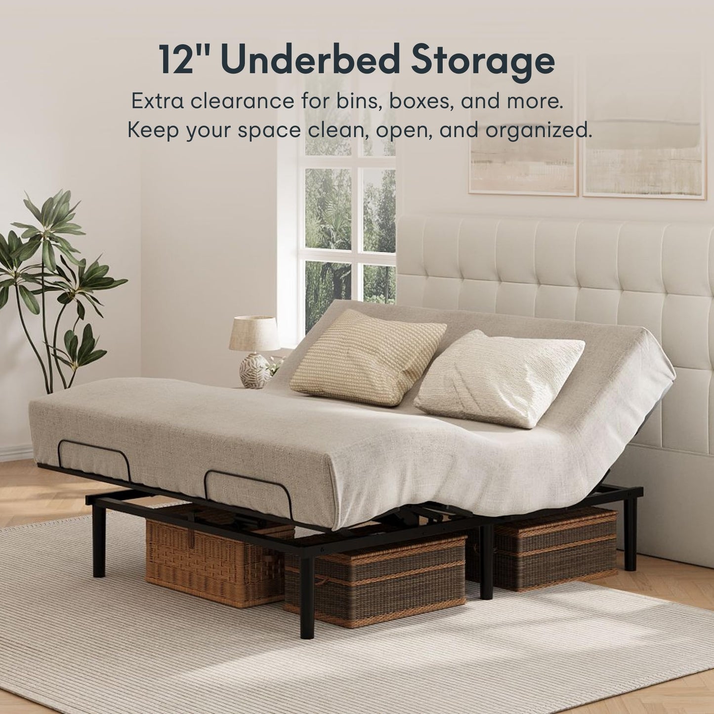 FLEXISPOT King Size Adjustable Bed Frame Base with Bio Anti-Pinch Technology, Zero Clearance, Independent Head & Foot Incline, Zero Gravity, Wireless Remote, Easy Assemble, 5-Year Warranty, 750 lbs.