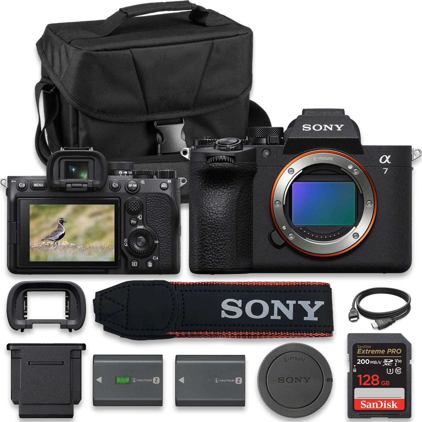 Sony Alpha 7 V Full-Frame Hybrid Mirrorless Camera: 30fps Blackout-Free Shooting, AI Autofocus, 5-Axis in-Body Stabilization (Body only) Value Bundle