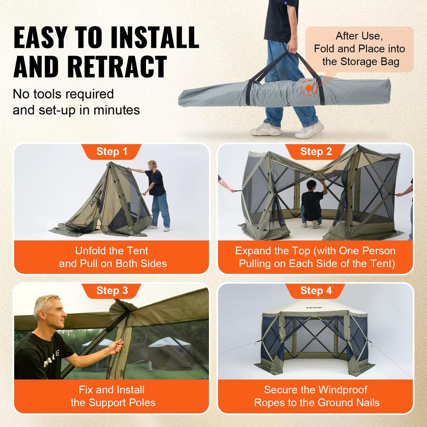 VEVOR 12x12ft Pop Up Gazebo Tent with Mosquito Netting, 6 Removable Wind Panels & 2 Mesh Windows, Outdoor Canopy Shelter for Patio, Army Green