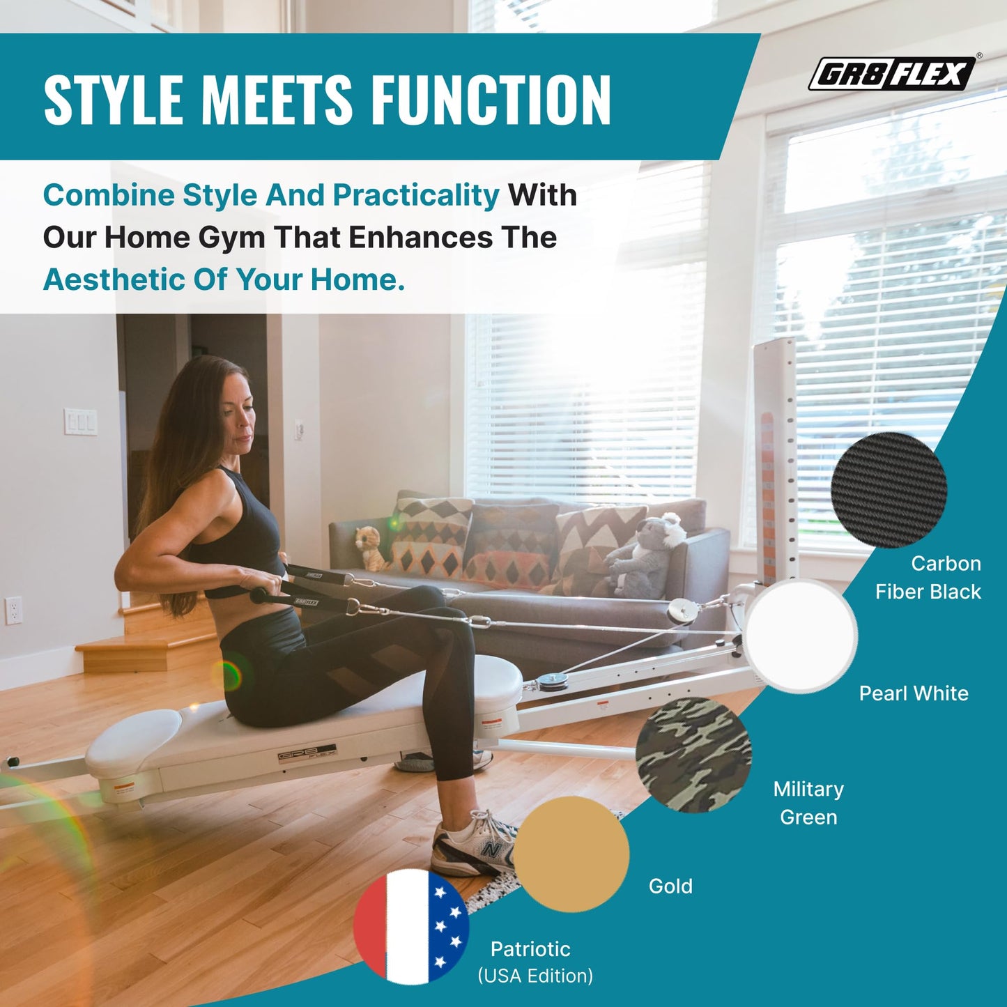 GR8FLEX Performance Gym for Total Over 100 Exercises, Multi-Functional Workout Machine, High Performance Strength Training, Cardio, and Full Body Fitness Equipment for Home Use (Pearl White Model)