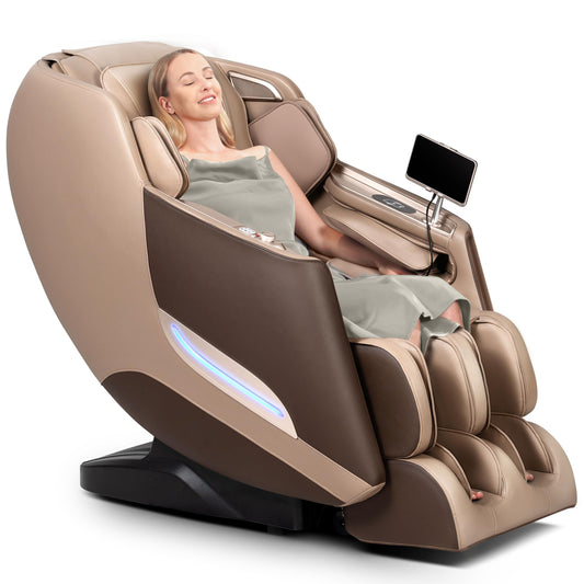 Mazzup Massage Chair, 3D Massage Chair Full Body, Zero Gravity Shiatsu Recliner W/Heating, SL Track, Wireless Charger, Bluetooth Speaker, Foot Rollers, 12 Auto Modes Air Compression