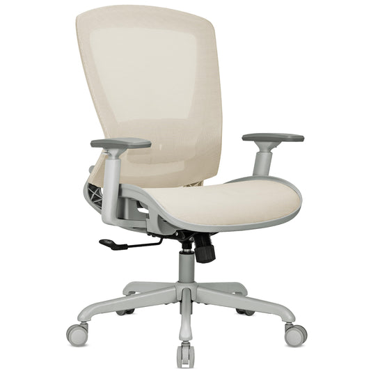 ELABEST Mesh Office Chair,Ergonomic Computer Desk Chair,Sturdy Task Chair- Adjustable Lumbar Support & Armrests,Tilt Function,Comfort Wide Seat,Swivel Home Office Chair (Beige)