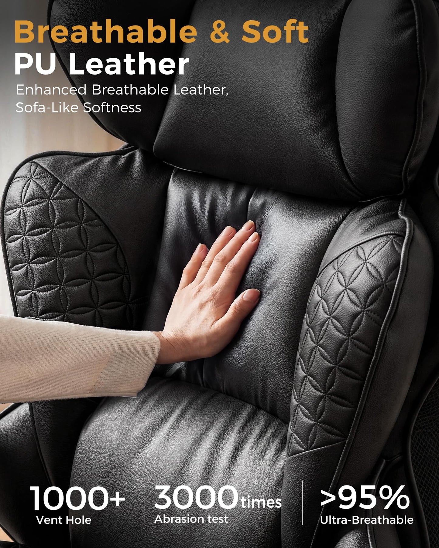 COMHOMA Big and Tall Office Chair Heavy Duty Gaming Chair with Deluxe Embossing Leather High Back Wider Ergonomic Computer Chair with Foot Rest 150°Reclining Pocket Spring Lumbar Support