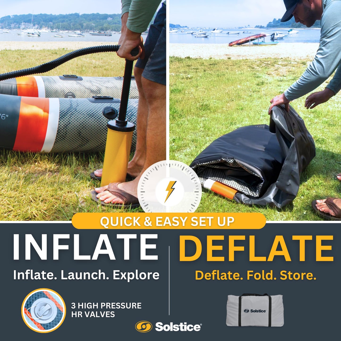 Solstice Inflatable Kayak Boat – Durable, Portable & Adventure-Ready, Heavy Duty PVC – Adjustable Seats, Accessory Mounts, Skeg & Pump Included, Fishing, 1-2 Person Tandem, Scout, Camo, 12'6"