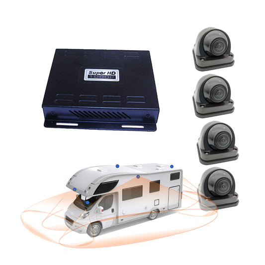 Weivision Hd 1080P 360 Degree Bird View Car DVR Recording Panoramic View All Round Rear View Camera for Bus Truck School Bus Fire Engine Touring Van Motorhome Caravan