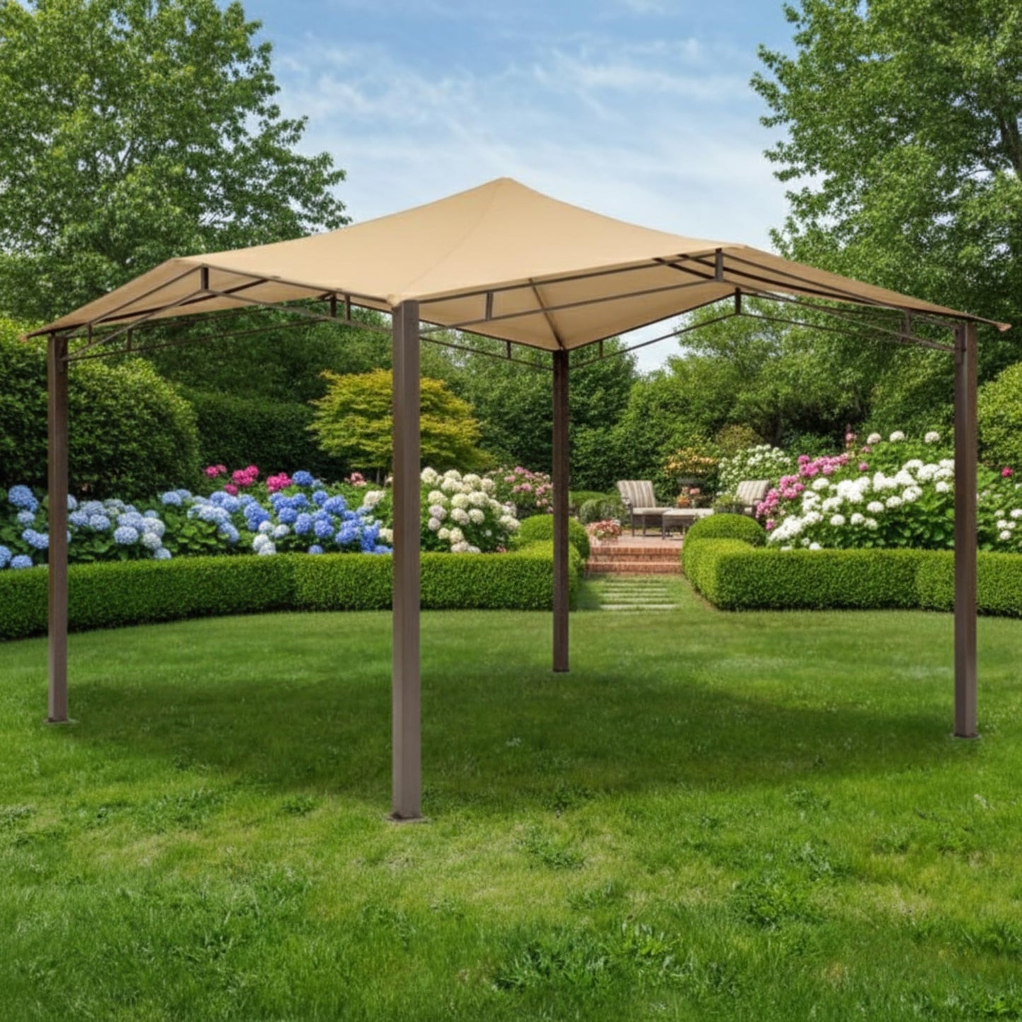 Garden Winds Reinforced RipLock 350 Replacement Canopy Top Cover Compatible with ShelterLogic Sequoia 12' x 12' Gazebo Model 24010 - Beige