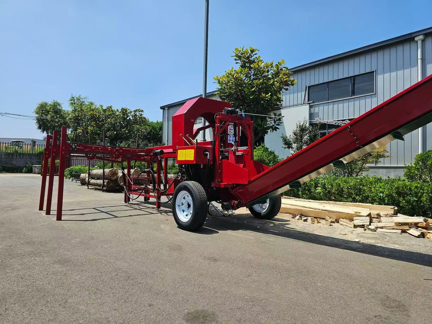 Boruite 45T Gas Firewood Processor, GX630 Engine, 19.68in Max Cutting Capacity, 25in Chainsaw, 4-Way and 6-Way Wedge, Chain Table 3M Conveyor, Automatic Wood-Splitting Cycle, US Shipping