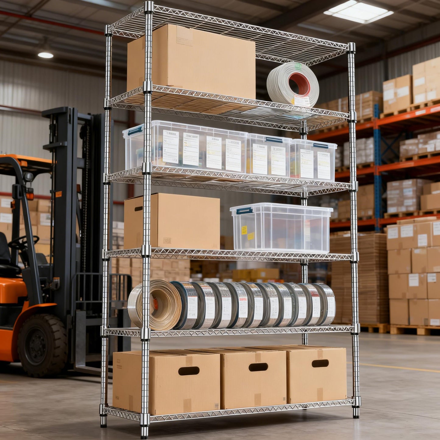 M MZG 2100LBS 47.2" W 6 Tiers Shelf Storage Shelves Metal Shelving Unit Heavy Duty Garage Shelving Adjustable Wire Shelves for Pantry,Kitchen,Garage,Basement,Chrome 17.7" D x 47.2" W x 82.4" H