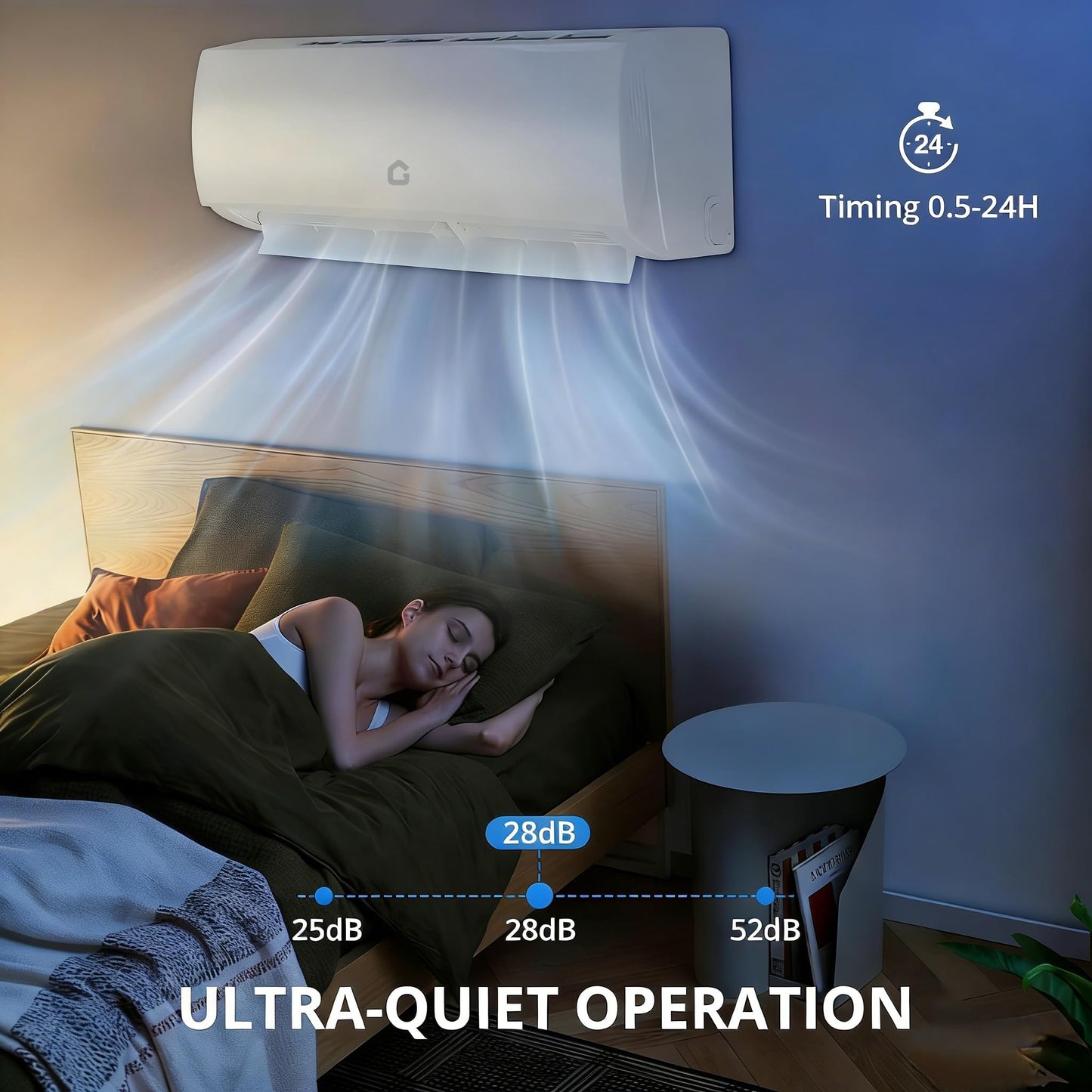 Garvee Mini Split AC/Heating System, 19 SEER2 WIFI Enabled Energy Efficient Mini Split, Dual-mode Cooling & Heating AC (12000BTU -208/230V -21 SEER2 -WIFI)