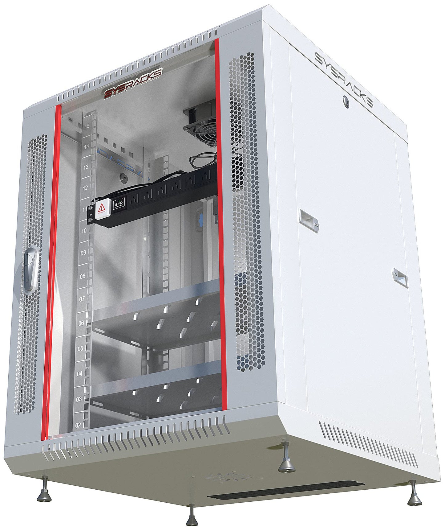 Sysracks 15U Gray Wall Rack Mount Server 19" Deep Network Cabinet, Server Rack with Fan, Removable Side Panels, Locking Glass Door 24" Computer Cabinet Enclosure Network Rack Case 15.600