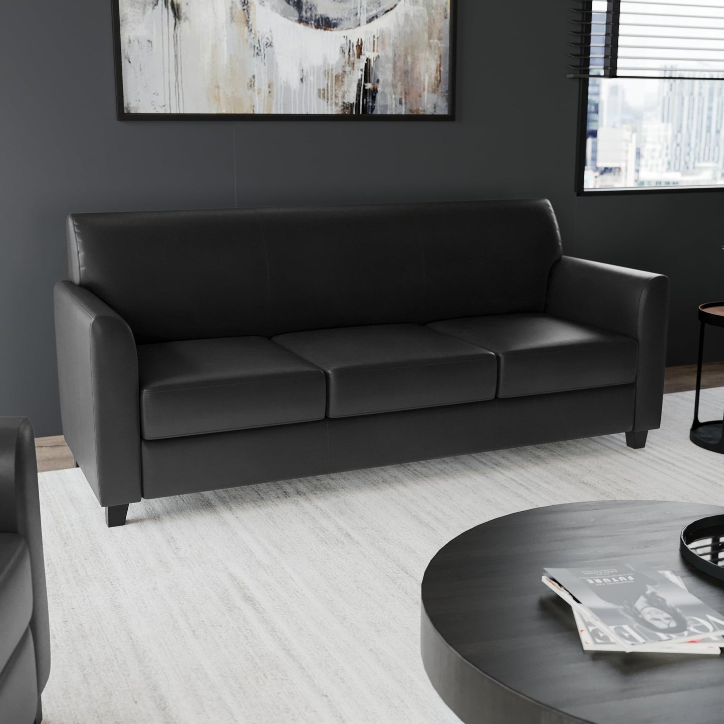 Flash Furniture HERCULES Diplomat Series Black LeatherSoft Sofa