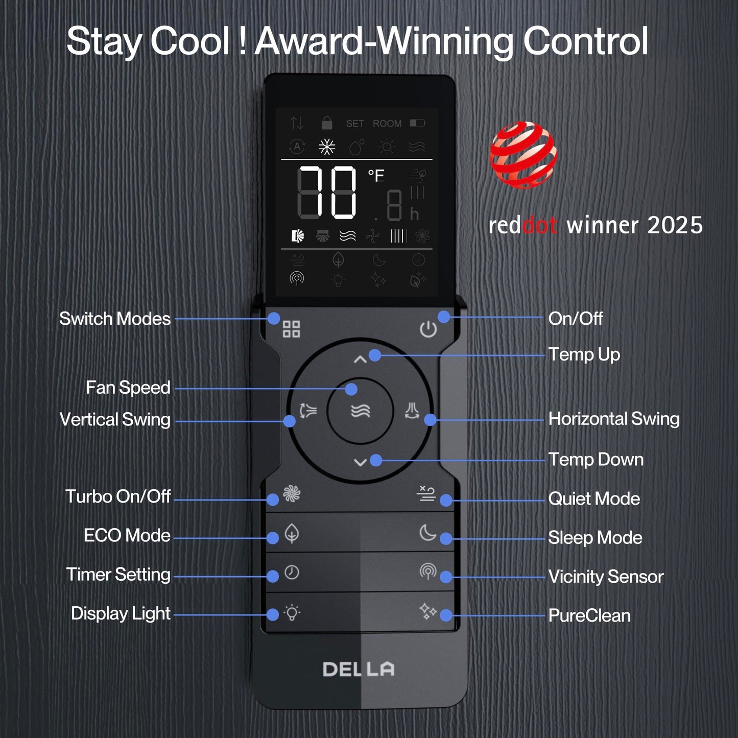 DELLA Umbra 12000 BTU Mini Split Air Conditioner, 19 SEER2 230V, Energy Efficient, Cools Up to 550 Sq.Ft, 1 Ton Heat Pump, Work with Alexa and Wifi, Ductless Inverter System, Pre-Charged, 16.4ft Kit