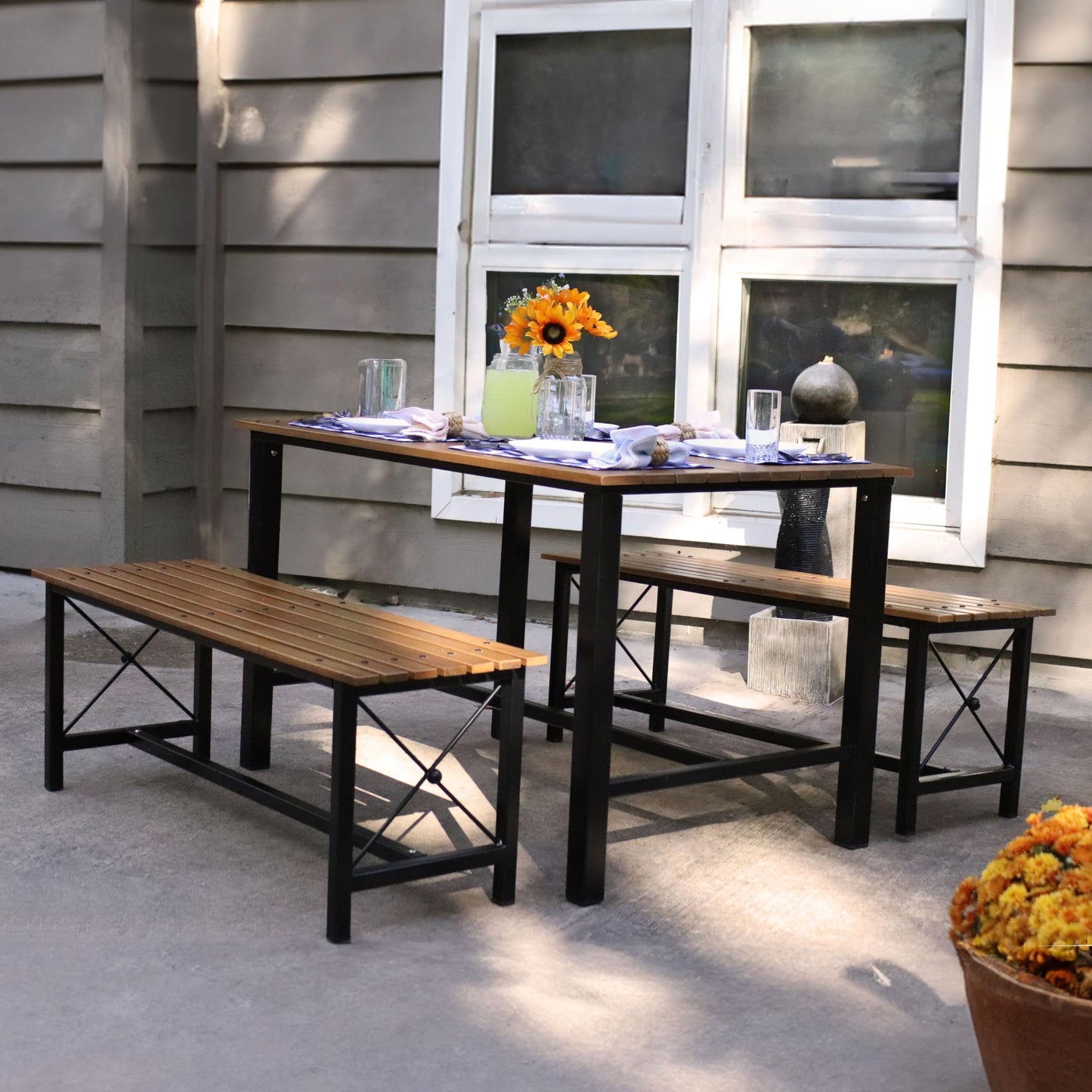 Sunnydaze 4-Person Solid Wood Rectangle Patio Dining Table - for Indoor or Outdoor Use - 47.25" W x 31.25" D