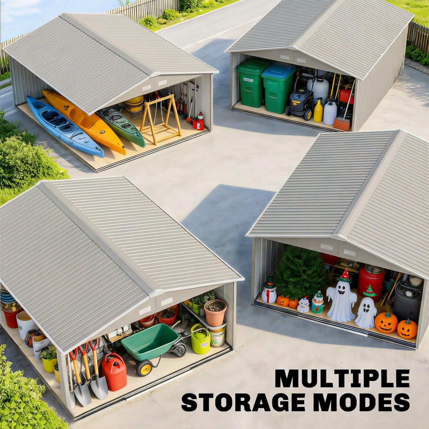 Outsunny 11' x 13' Outdoor Storage Shed, Garden Tool Metal Shed with Foundation Kit, Double Lockable Door, Air Vents and Sloping Roof, for Backyard, Patio, Lawn, Light Gray